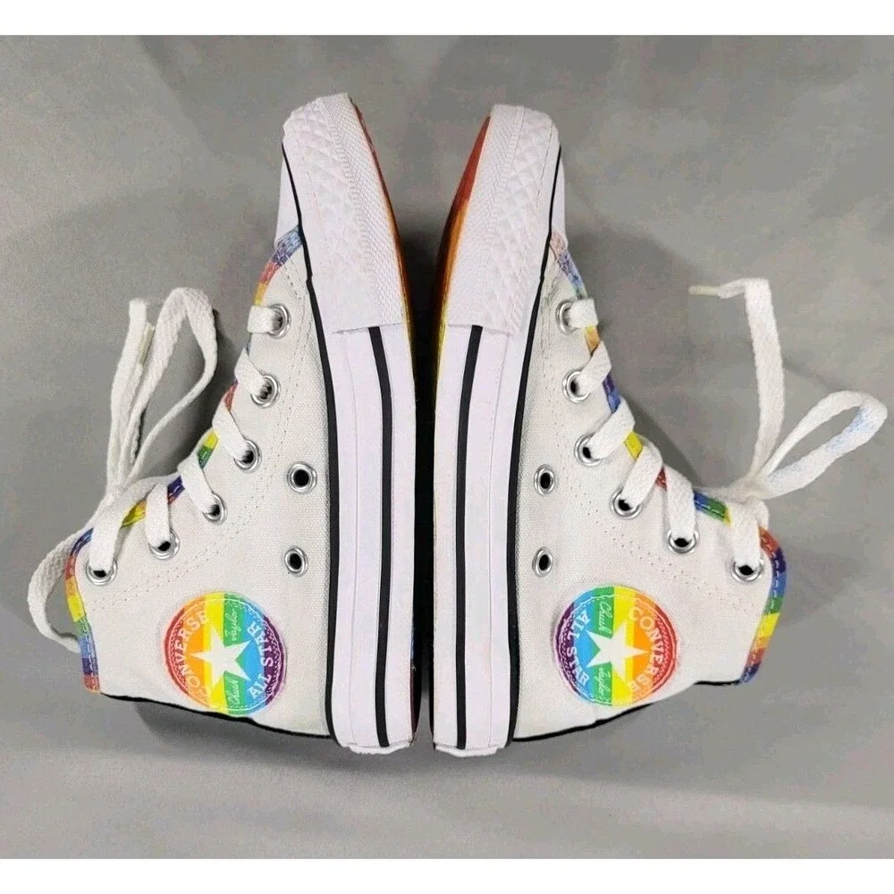 Converse Kids Pride By You Custom Rainbow High Top Sneakers - Size 10.5